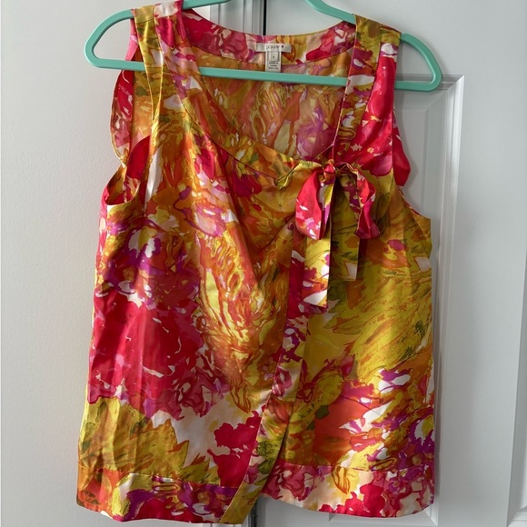 J. CREW Silk Sleeveless Watercolor Blouse - Picture 3 of 10